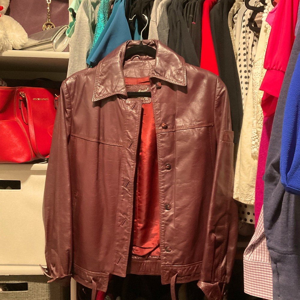 Vintage Etienne Aigner, bobber button up jacket, leather